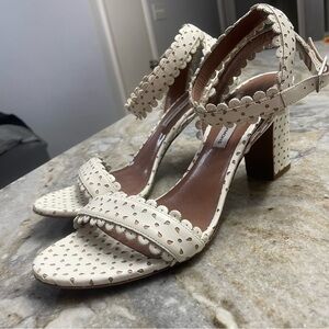 TABITHA SIMMONS LETICIA White Perforat Leather Eyelet Sandals Shoes Women’s 40